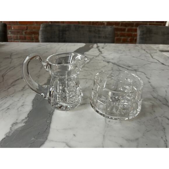 Waterford Crystal Cut Tralee Creamer Milk Pitcher Open Sugar Bowl Set Coffee Tea - Picture 12 of 12